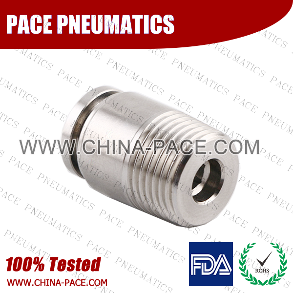 Round Male Straight Stainless Steel Push In Fittings, Round Male Adapter SS Push To Connect Fittings